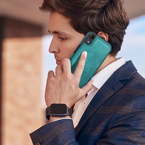 Miniatura 7 de DJDUCK Funda diseñada para iPhone XR con tarjetero y cierre magnético, protección de cuero con bloqueo RFID, a prueba de golpes, para mujeres y