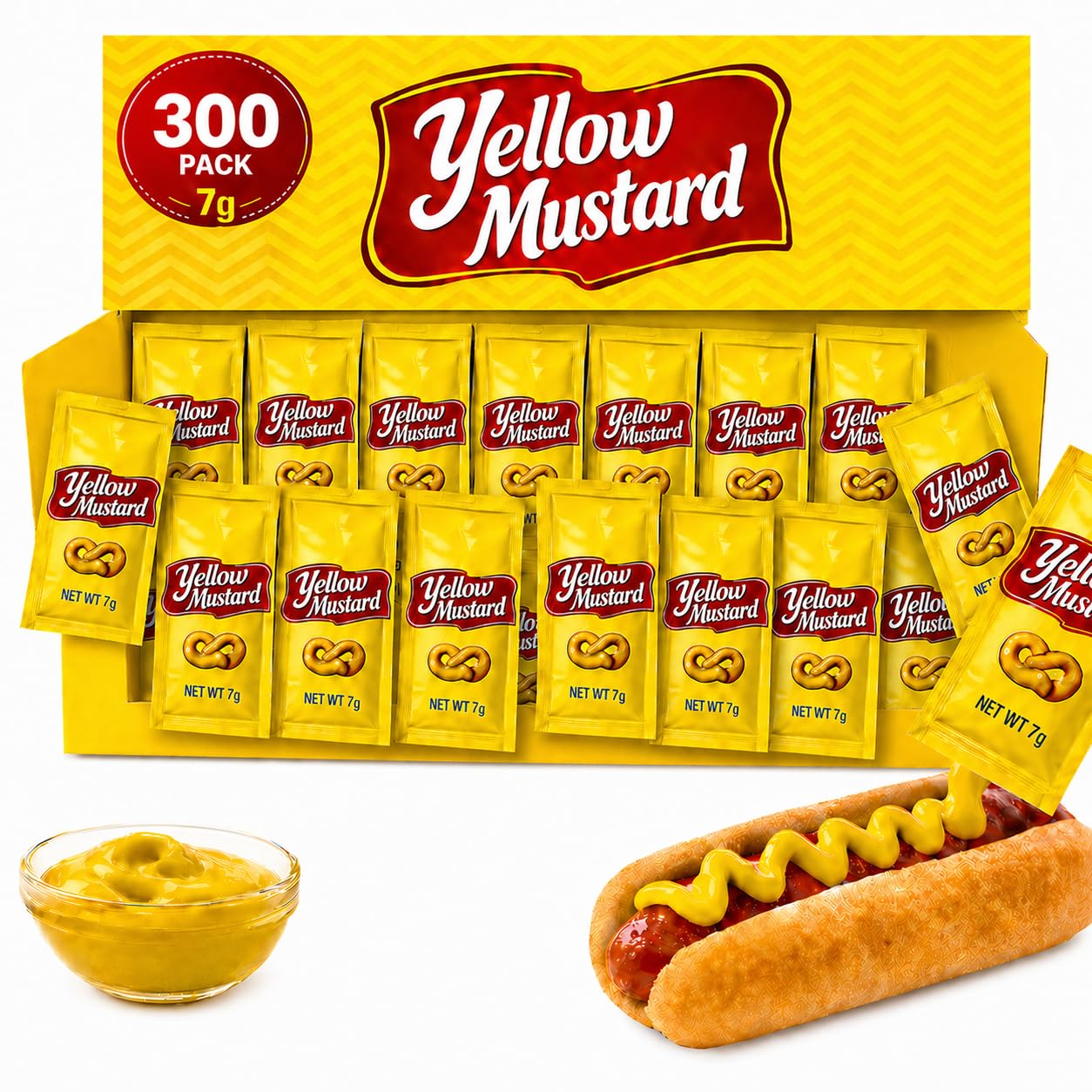 Yellow Mustard - 7gm (Multiple Pack) | 300 Pack, 300 Count |Condiment Packets |