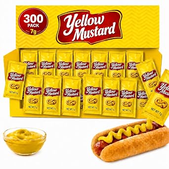 Yellow Mustard - 7gm Multiple Pack | 300 Pack, 300 Count |Condiment Packets |