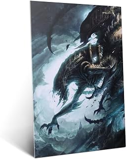 Displate Metal Poster Alien Aliens Attack Wall Art M | Wall-safe magnetic mounting, no drilling or tools. Easy to mount, artwork, wall decor home living room, bedrooms, offices.