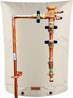 Backflow Preventer Insulation Cover, Outdoor Pipe Insulation Covers Winter Freeze Protection (5°F), Sturdy Insulated Cover Pouch for Irrigation Sprinkler Valve Well Pump (Kahki, 24"W x 30"H)