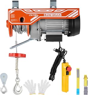 CREWORKS Electric Hoist, 2500lbs Electric Hoist with 16.4ft Wired Remote Control 39ft Single Cable Lifting Height, 1800W Single Double Slings Hoist Lift Ceiling Winch for Factory Warehouse Garage