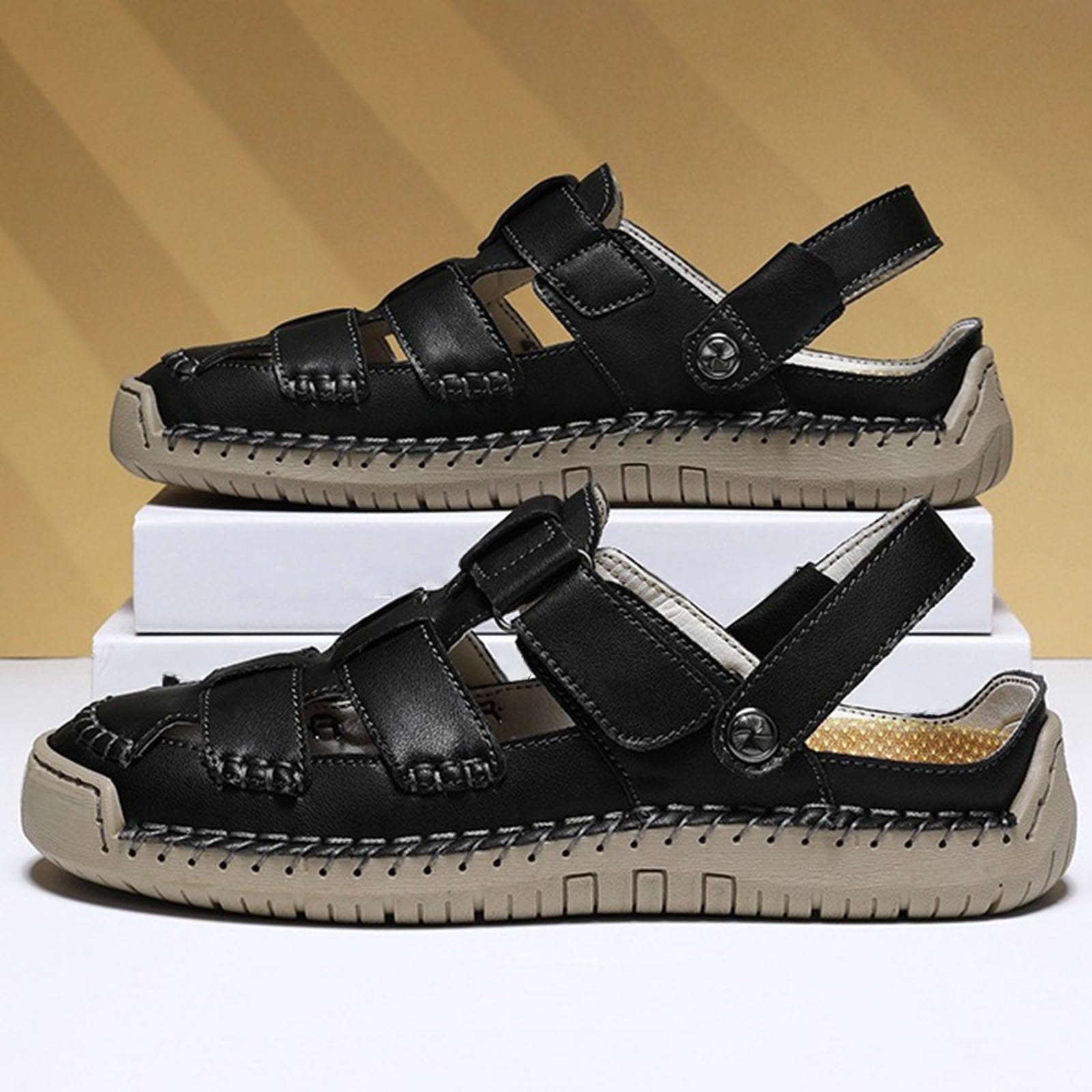 Ciabatte da donna con piedi larghi, sandali da donna chiusi davanti, sandali estivi slip-on, scarpe per il tempo libero, suola morbida, traspiranti, sandali da trekking, per il tempo libero