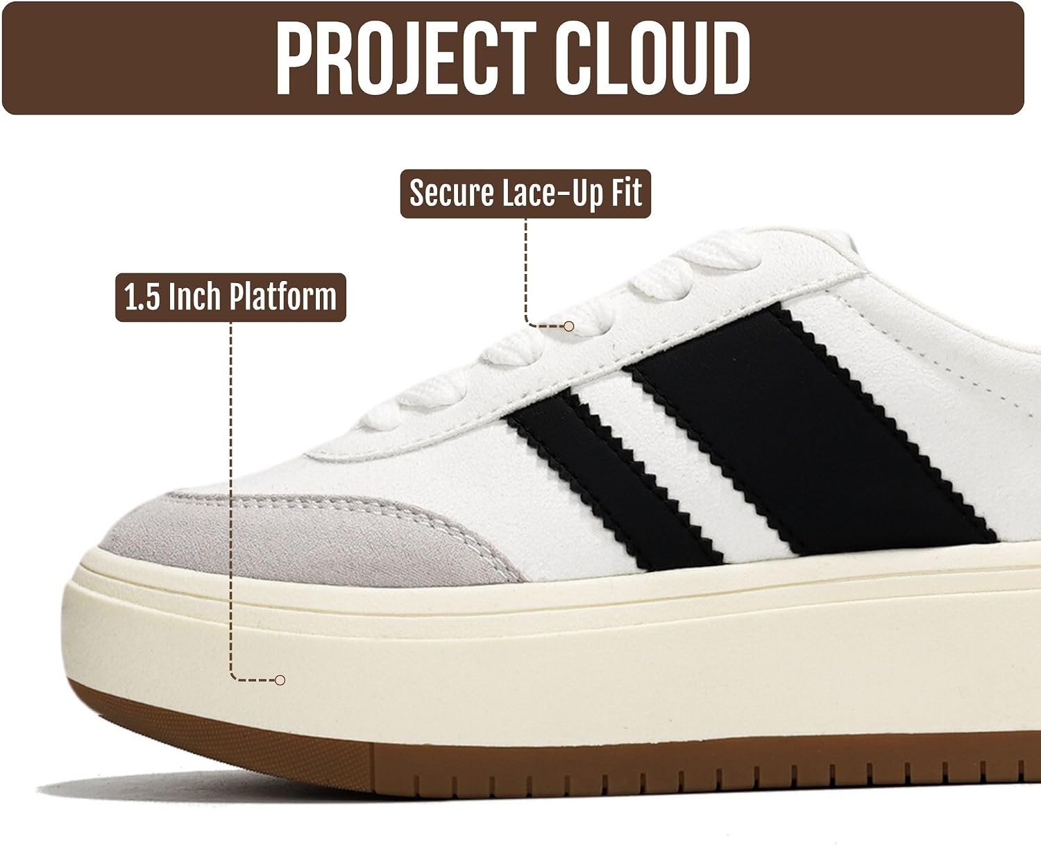 Project Cloud Kids Fashion Platform Sneakers 2026 - Lightweight Memory Foam Insole Kids Shoes - Trendy Platform Kids Sneakers - Durable & Non-Slip Lace up (Little Nita)
