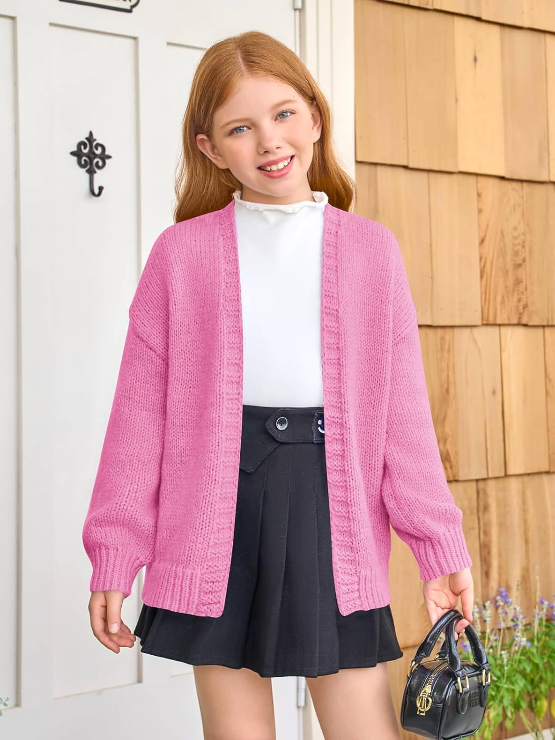Haloumoning Girls Long Sleeve Cardigan Kids Casual Open Front Chunky Sweater Fall Outerwear 5-14Y - Image 4