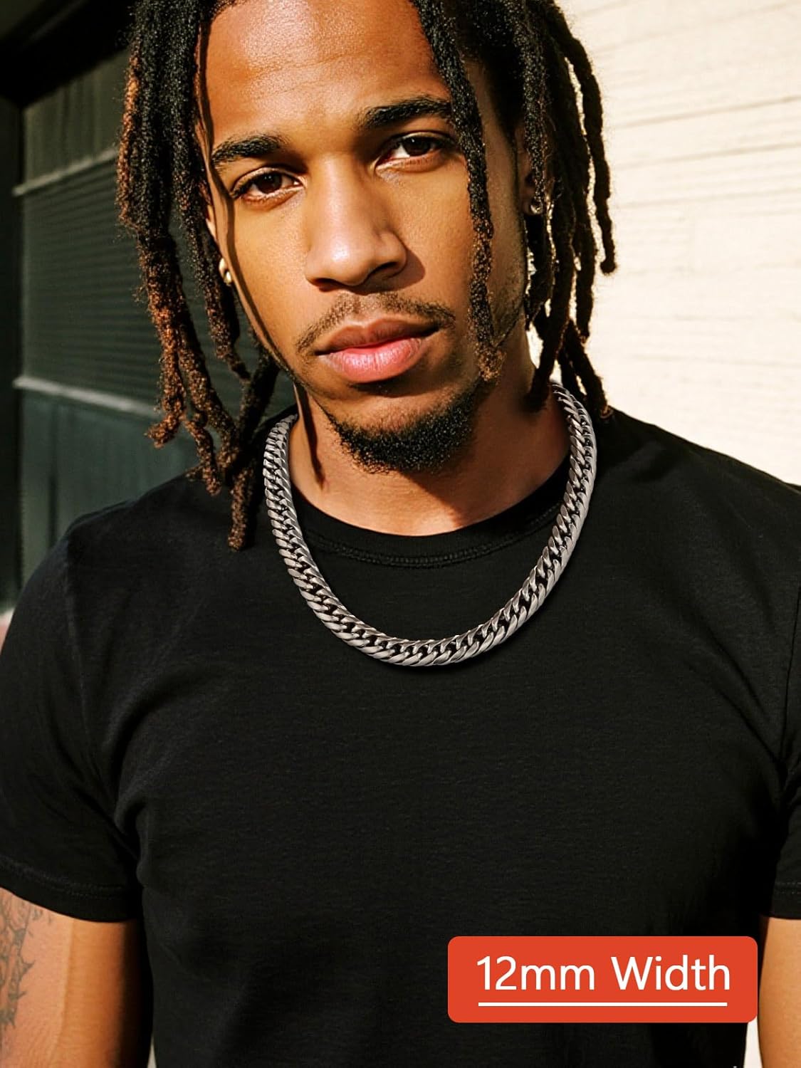 FaithHeart Miami Cuban Link Chain for Men, Silver/Black/14K Gold Plated Stainless Steel Cuban Link Chain Necklaces, 3.5/6/9/12mm Mens Necklace Hip Hop Jewelry 18"-30" Length - Image 2