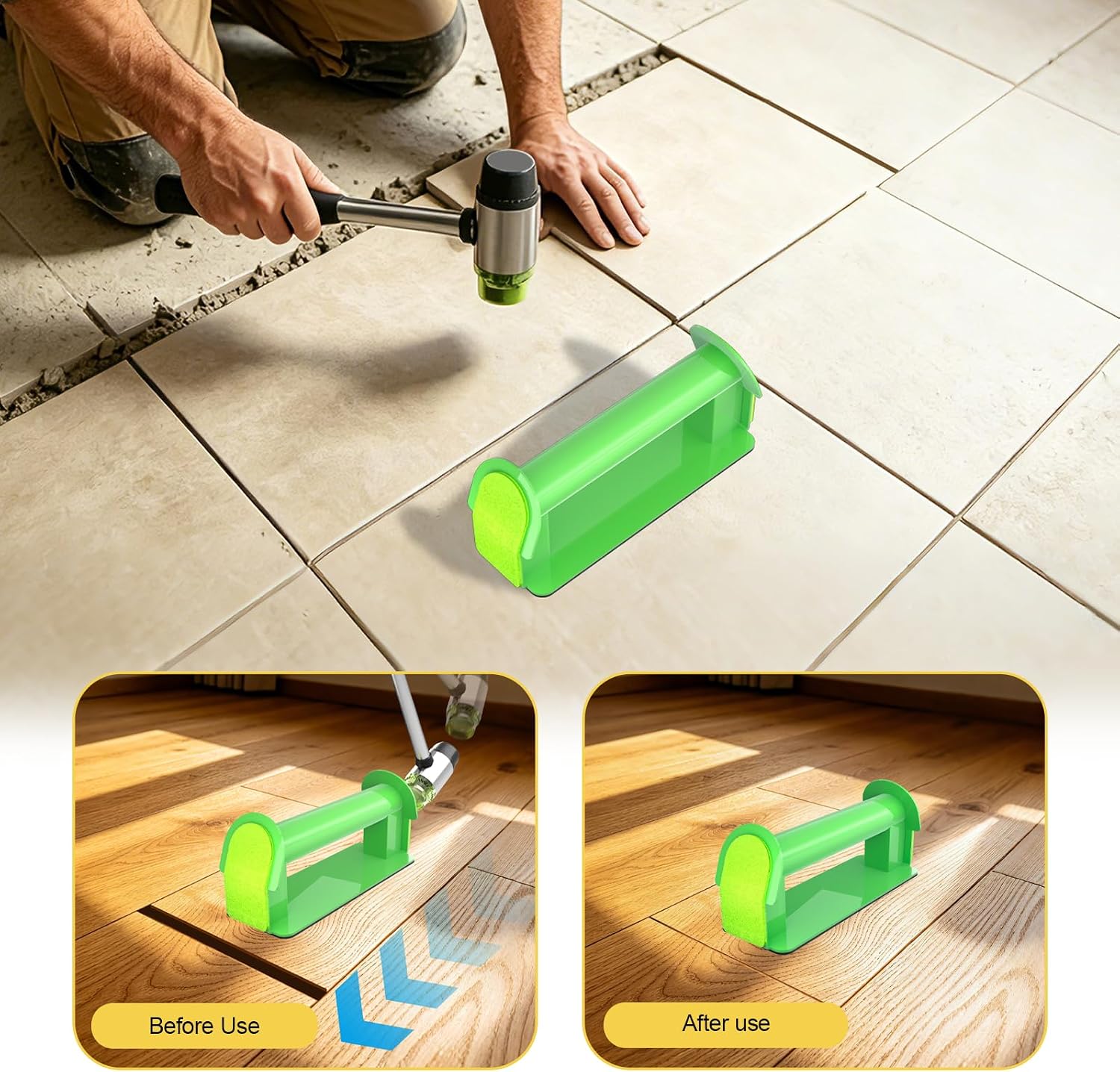 Floor Gap Fixer Tool Heavy Duty, Floor Gap Repair Tool Made of Iron with Sticky Pad、Crack Cleaner and Hammer. Flooring Tools Kit for Laminate, Vinyl Plank, Hardwood image 3