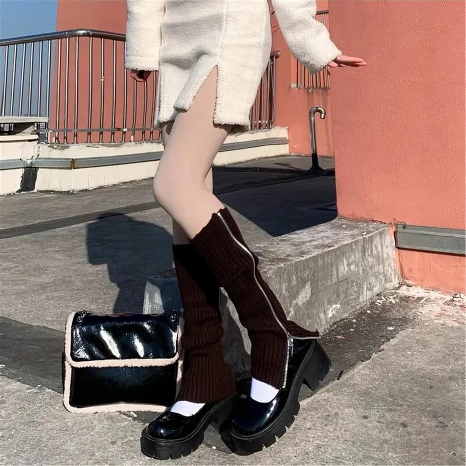 Leg Warmers 3pairs Hot Girls Autumn Winter Women's Long Leg Sleeve Warm Solid Color Versatile Knitting Zipper Leg Warmer