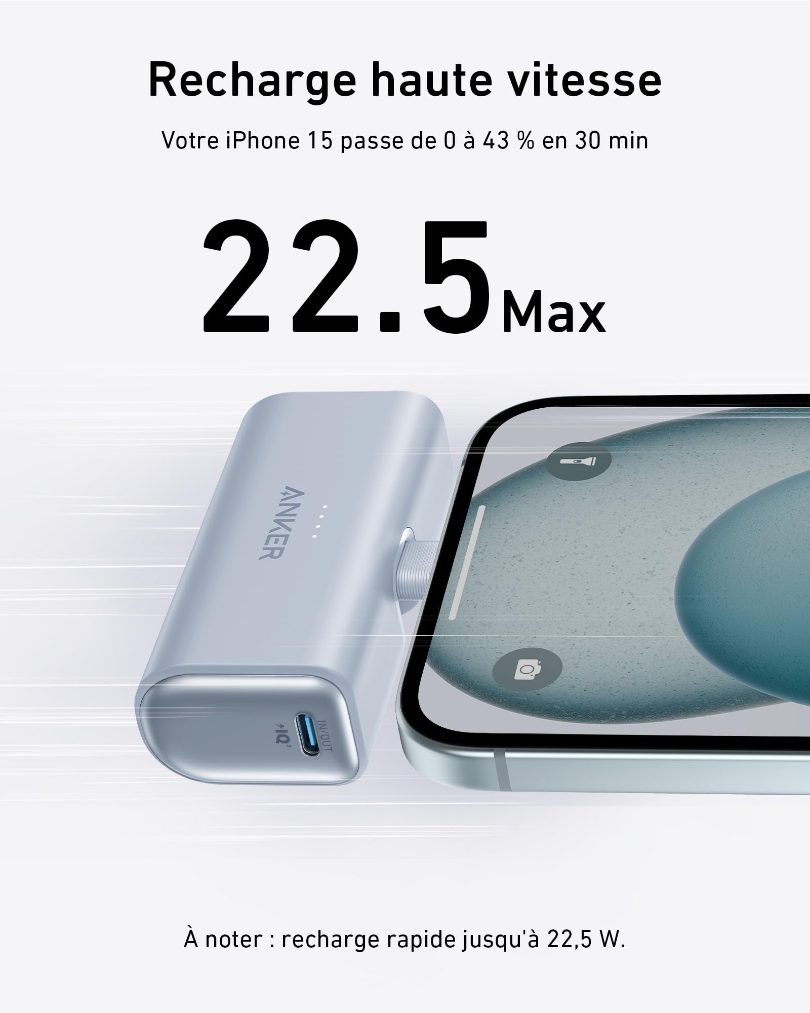 Image secondaire de Anker Nano Power Bank 5000 mAh - Chargeur Portable USB-C Pliable Bleu