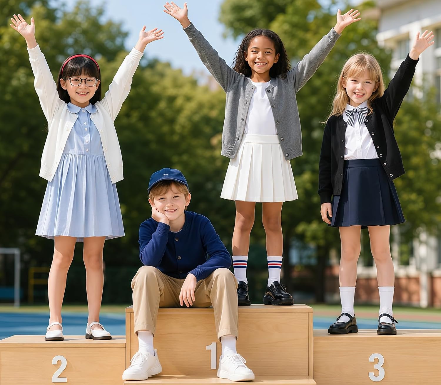 V FOR CITY Kids Girls Cardigan Cotton School Uniforms Sweater 6-12 Years image 4