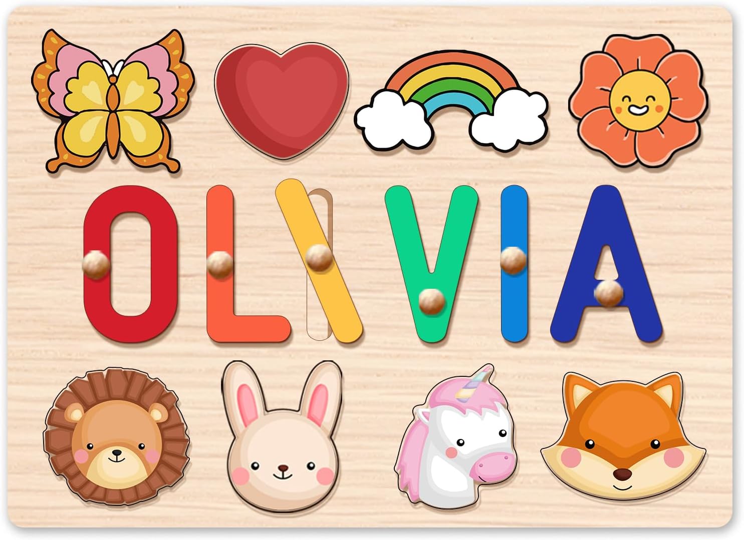Wooden Name Puzzle for Kids Personalized, Easter Gifts for Toddlers Baby, Custom 1st Birthday Gifts, Early Learning Toys for Baby Boy or Girl, Educational Toys Wooden Toddler Puzzles