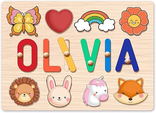 Rompecabezas de madera con nombre personalizado para niños, regalos de Pascua para niños pequeños, rellenos de cesta de Pascua, regalos de primer