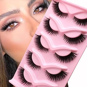 Veleasha Cat Eye Lashes Natural Look Fox False Eyelashes Gorgeous Wispy Lightweight Faux Mink Lashes for Doll Eye
