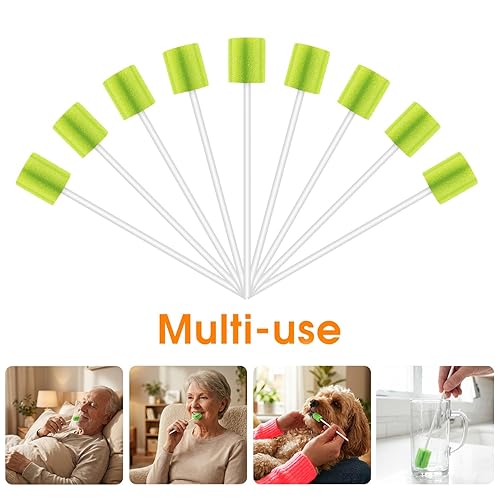 Miniatura 4 de 300 hisopos orales desechables, hisopos de esponja dental de mango más largo para limpieza bucal, sin sabor y envueltos individualmente, hisopos de