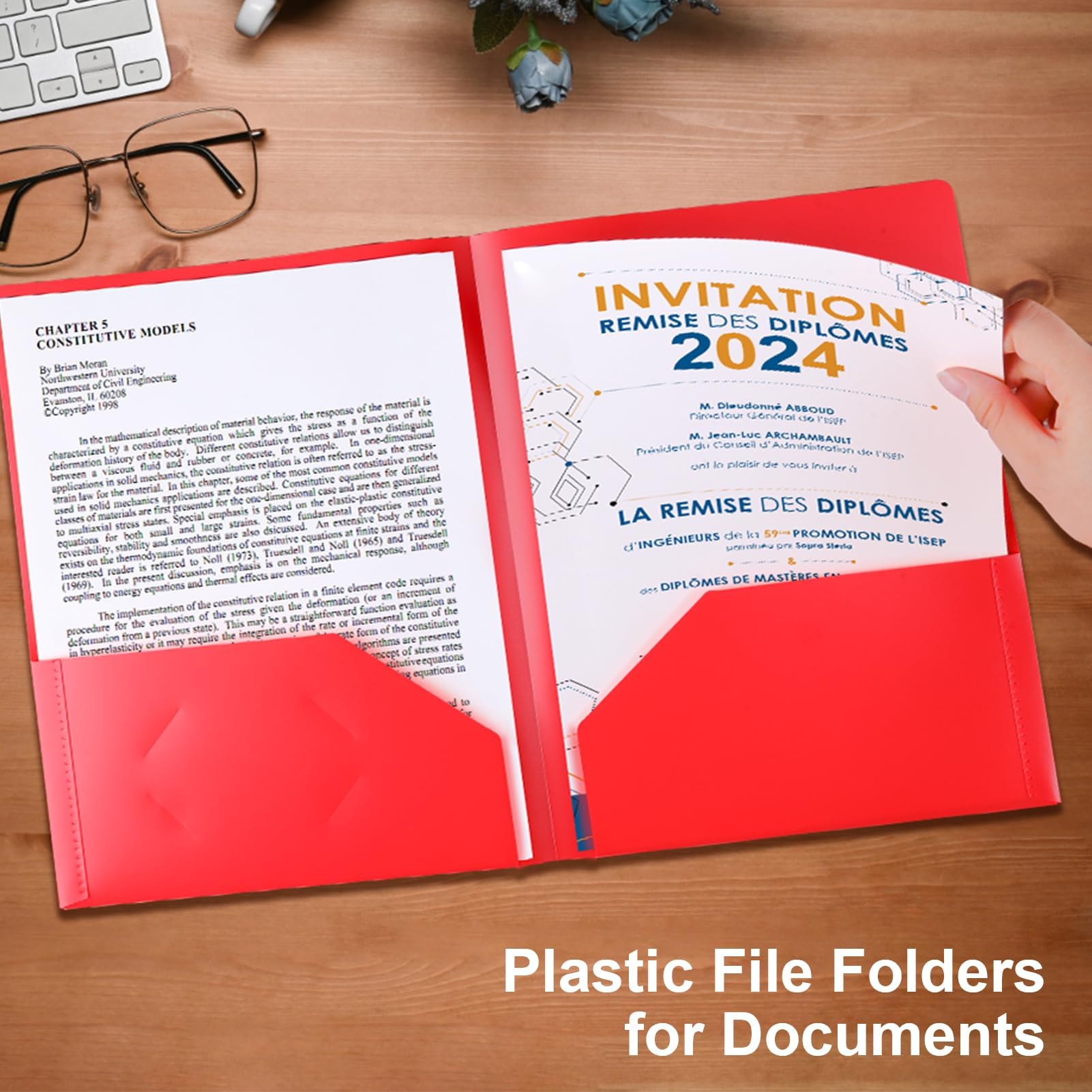 Carpetas de bolsillos con tarjetero de visita, paquete de 18 carpetas de plástico resistente con bolsillos, carpetas de archivos de varios colores, carpetas de polietileno tamaño carta A4 para