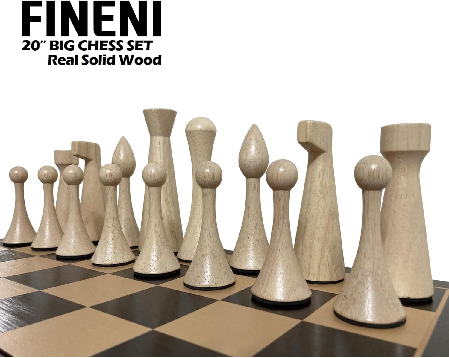 Luxurious 20 inch Real Luxurious Original Colored Solid Wooden Chess Set. Durable Handmade Chess Board Game Sets with Storage Slots for 5.2” Weighted & Elegant Designed Wooden 34 Pieces (C20L) - Image 3