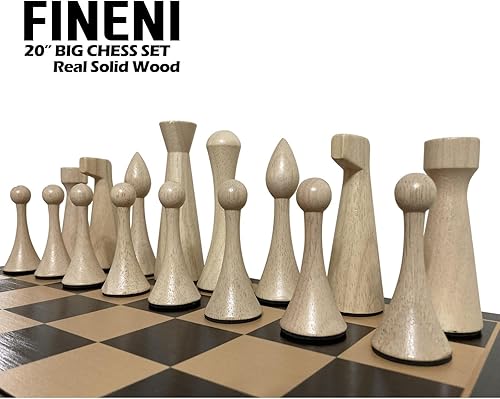 Miniatura 3 de FINENI Lujoso juego de ajedrez de madera maciza de color original real lujoso de 20 pulgadas. Juegos de tablero de ajedrez duraderos hechos a mano