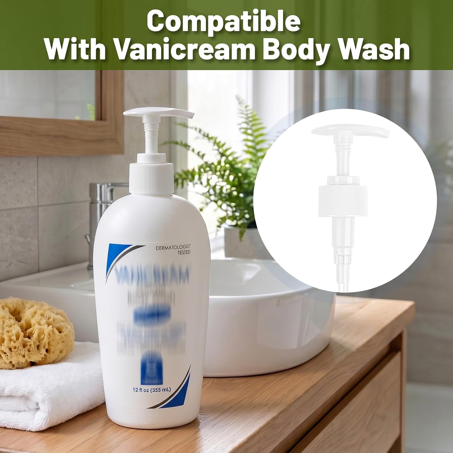 Body Wash Pumps Compatible with Vanicream，355ml/12 fl oz Bottles,Pump Dispenser for Vanicream Gentle Body Wash, 3-PackBOTTLES NOT Included(Bottles No Include)