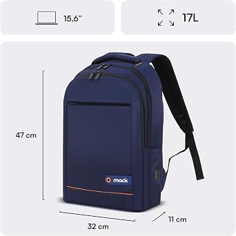 Mack Office MCC-006BL 15.6 inch Laptop Backpack, Mackbook Backpack, Computer and Notebook Bag, Women Men's Computer Business Bag, University School Bag, Navy Blue