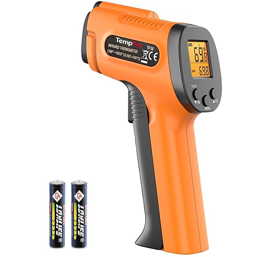 TempPro TP30 Infrared Thermometer Gun, Laser Thermometer for Cooking, Pizza Oven, Griddle, Engine, HVAC, Temperature Gun with Adjustable Emissivity & Max Measure -58°F ~1022°F (Previously ThermoPro)
