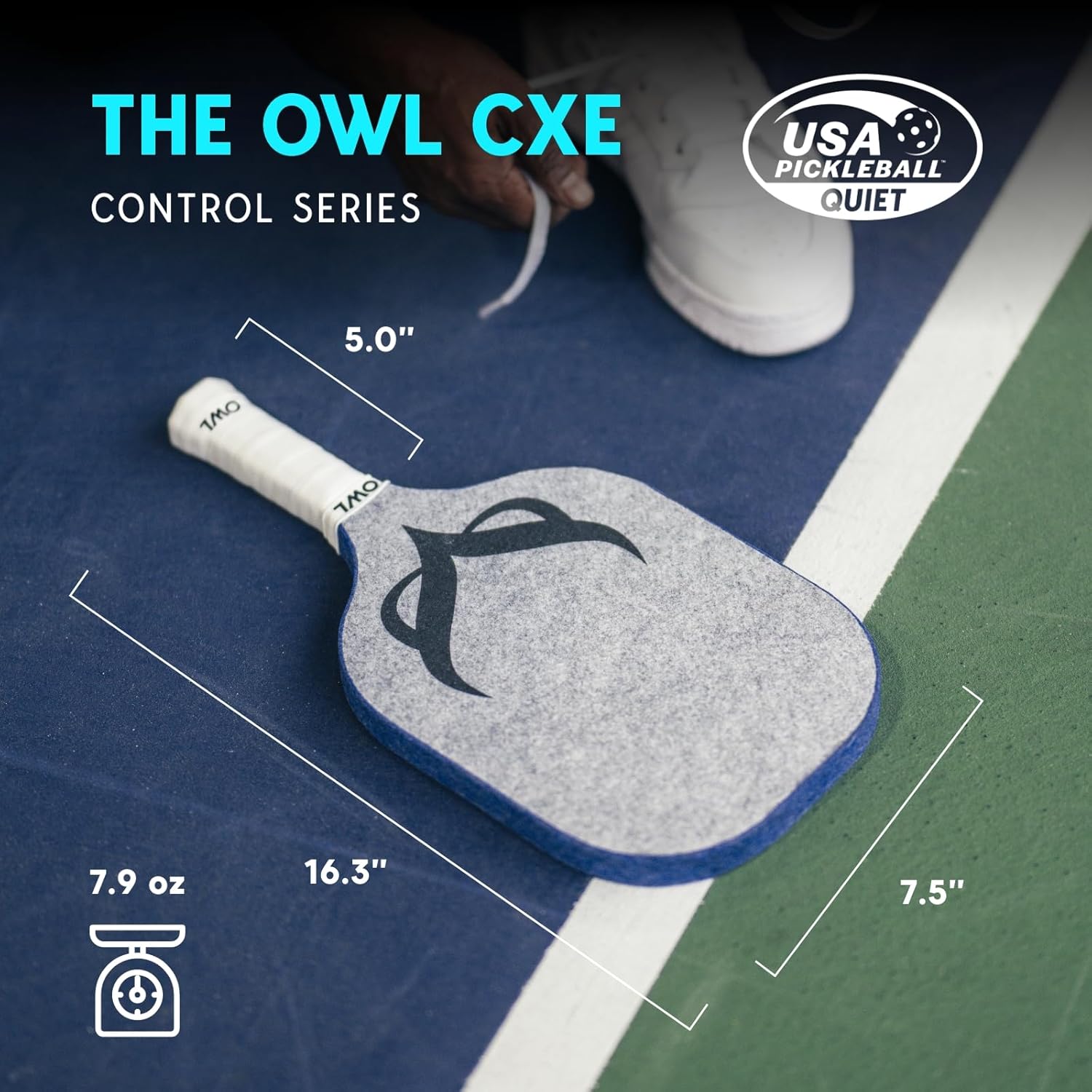 OWL Sport CXE Pickleball Paddle, USAPA Pro Tournament Approved, Control Series 16 MM Core, Extended Performance Handle, Over 50% Noise Reduction, Large sweepshot with Elite Spin & Control - Image 2