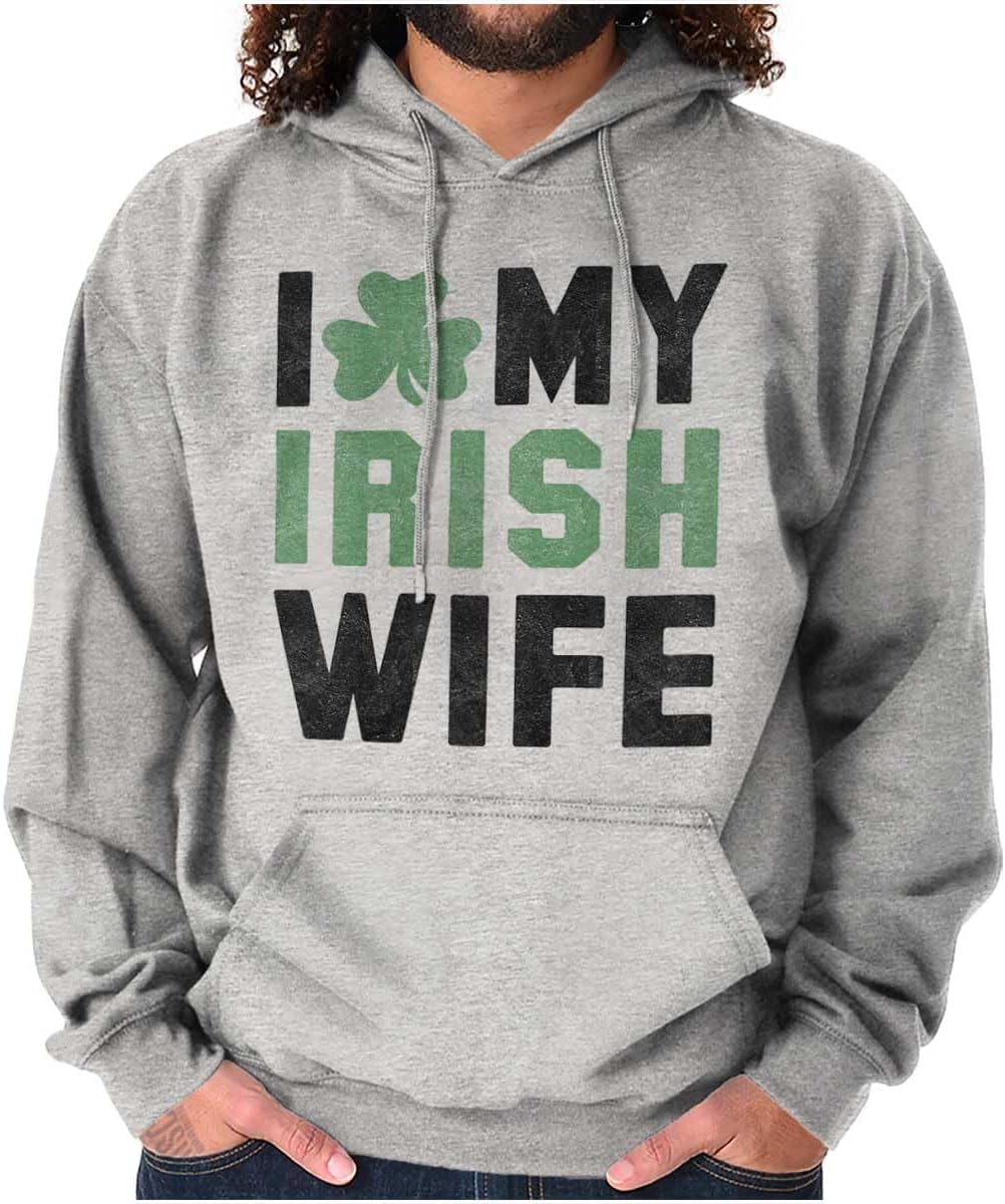 Brisco Brands St Patricks Day I Love My Irish Wife Hoodie Hooded Sweatshirt Men