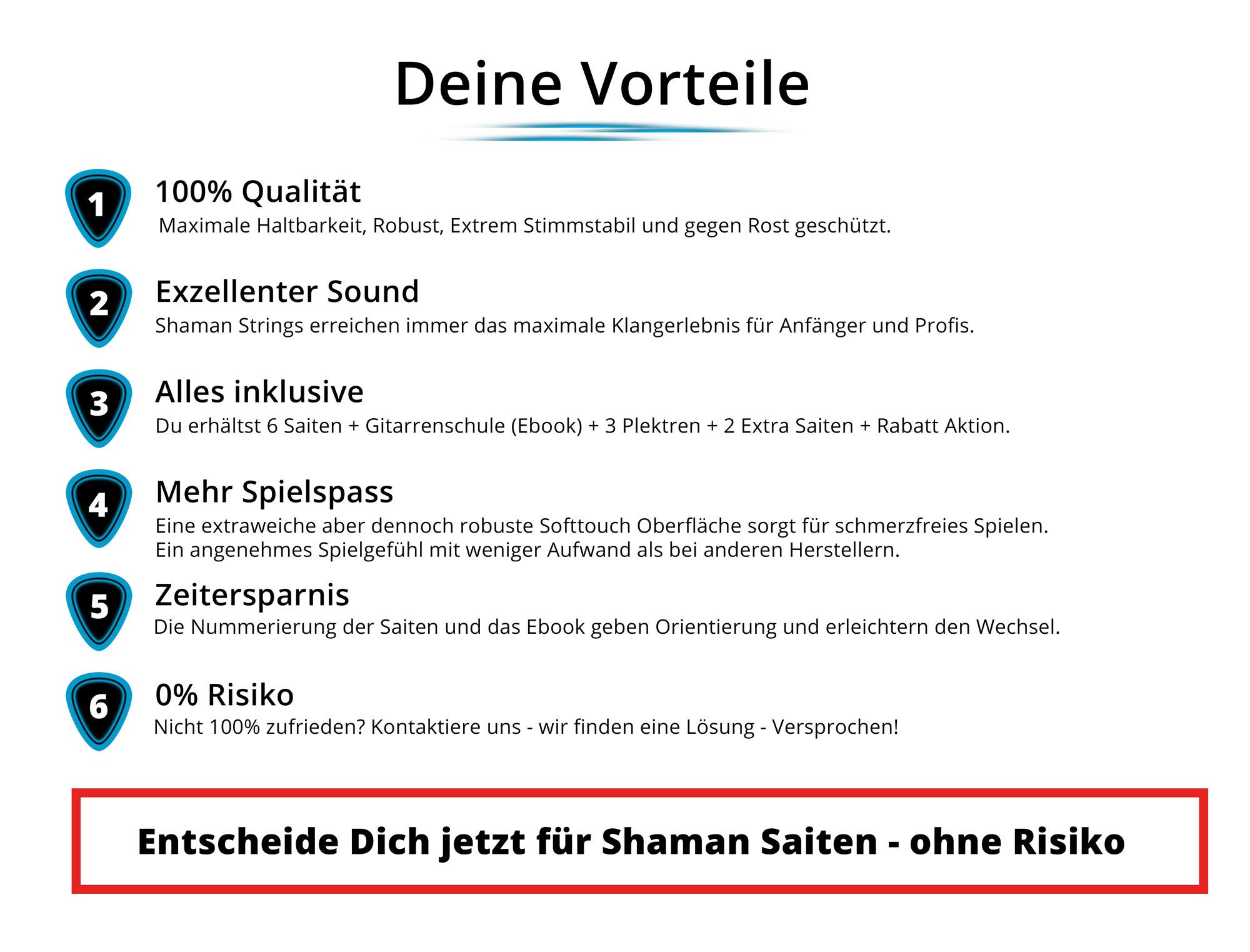 Shaman Gitarrensaiten für Konzertgitarre - 10 Satz Premium Nylon Saiten für klassische Gitarre und Akustikgitarre - 6+2 Saiten-Set inklusive 3 Plektren, D-Saite und extra hohe E-Saite