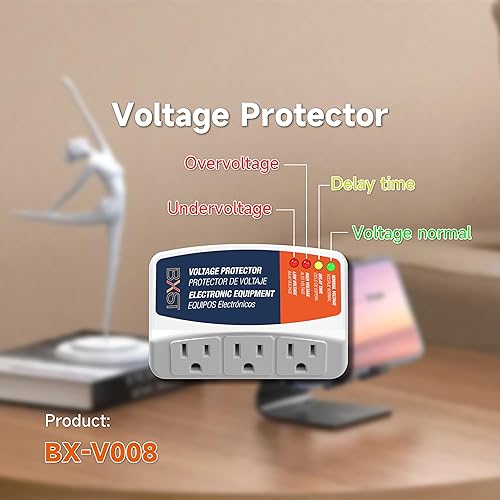 Miniatura 8 de BXST Protector contra sobretensiones para refrigerador, enchufe de tres salidas para electrodomésticos 30S, protección contra retrasos, protector de