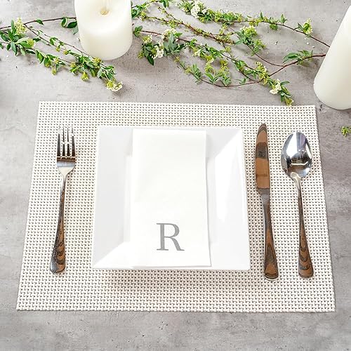 Miniatura 47 de Luxenap - Toallas de invitados de 15.8 x 7.9 pulgadas, 50 toallas de mano con letras plateadas, letra "P", fuente Sans Serif, servilletas de papel