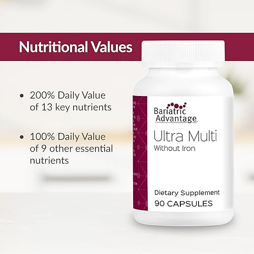 Miniatura 5 de Bariatric Advantage Ultra Multi sin hierro, multivitamínico diario de alta potencia para pacientes de cirugía bariátrica con 22 vitaminas y