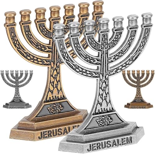 Miniatura 3 de Ciieeo 4pcs Menorah Candelabro Taper Candle Stand Centro de mesa Hanukkah Shabat Judío Vacaciones Decoración de mesa
