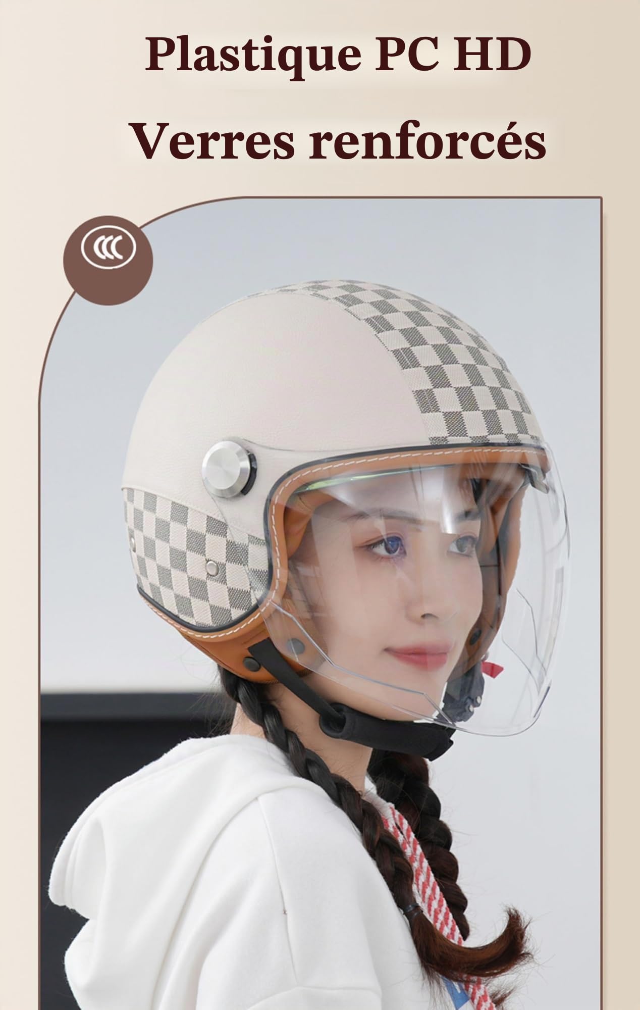 Casque Moto Jet Bluetooth Casque Scooter Ouvert Casques Motocross avec Double Visière ECEDOT Homologué Casques Moto avec Microphone Intégré pour Hommes Adultes Femmes(6,L=59~60cm)