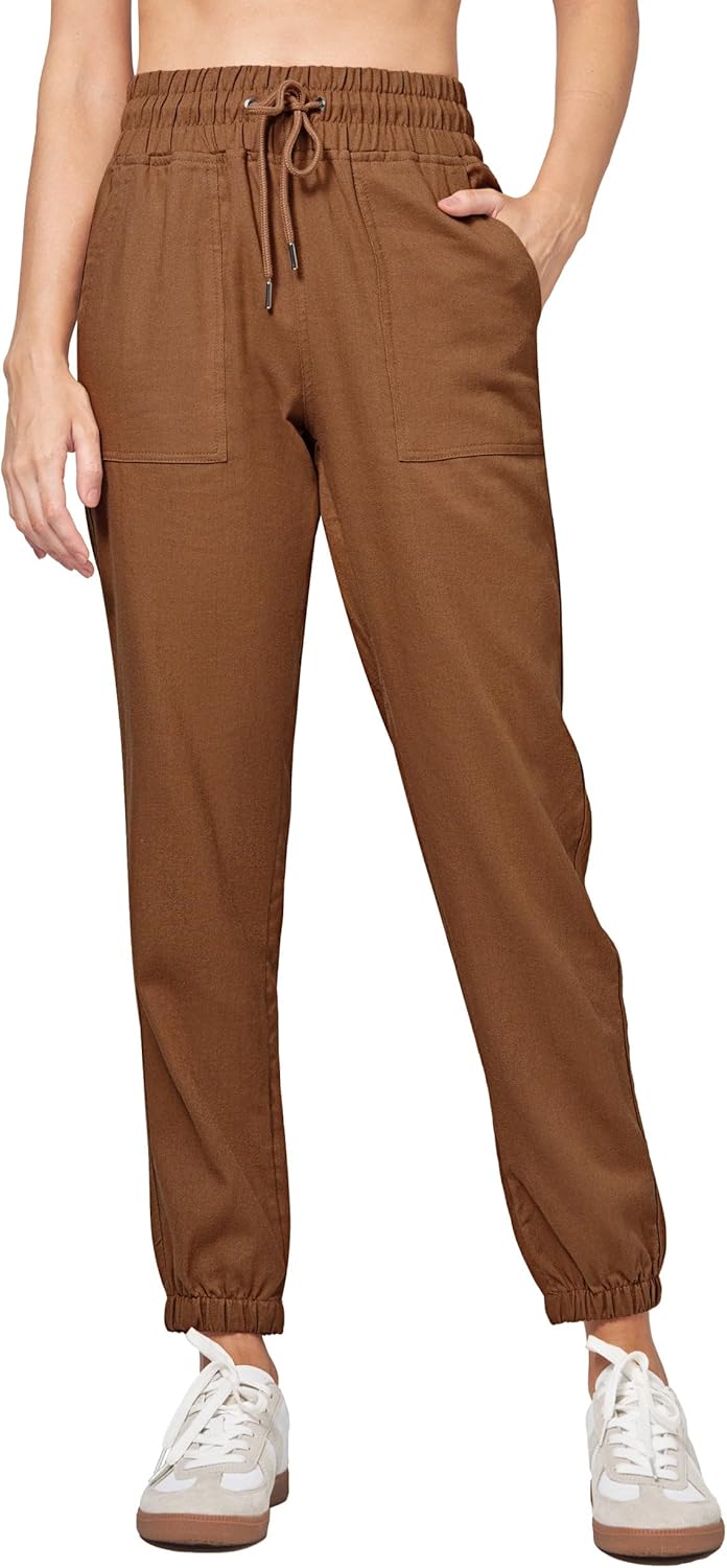 Willit Women Linen Pants Joggers Casual Lightweight Lounge Cotton Linen Travel Beach Summer Pants with Pockets 25.5"/28" - Image 2