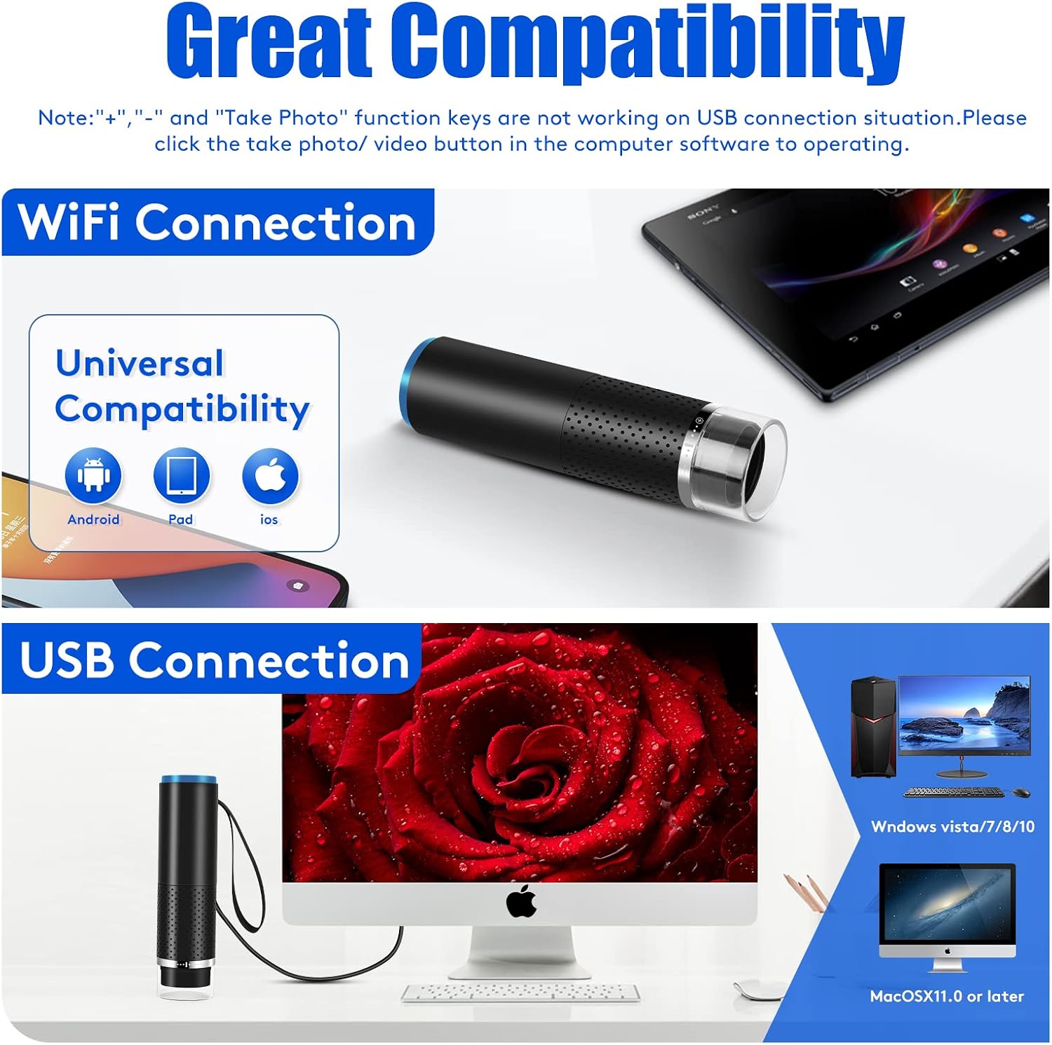 STPCTOU Wireless Digital Microscope 50X-1000X 1080P Handheld Portable Mini WiFi USB Microscope Camera with 8 LED Lights for iPhone/iPad/Samsung/Android 2022 News