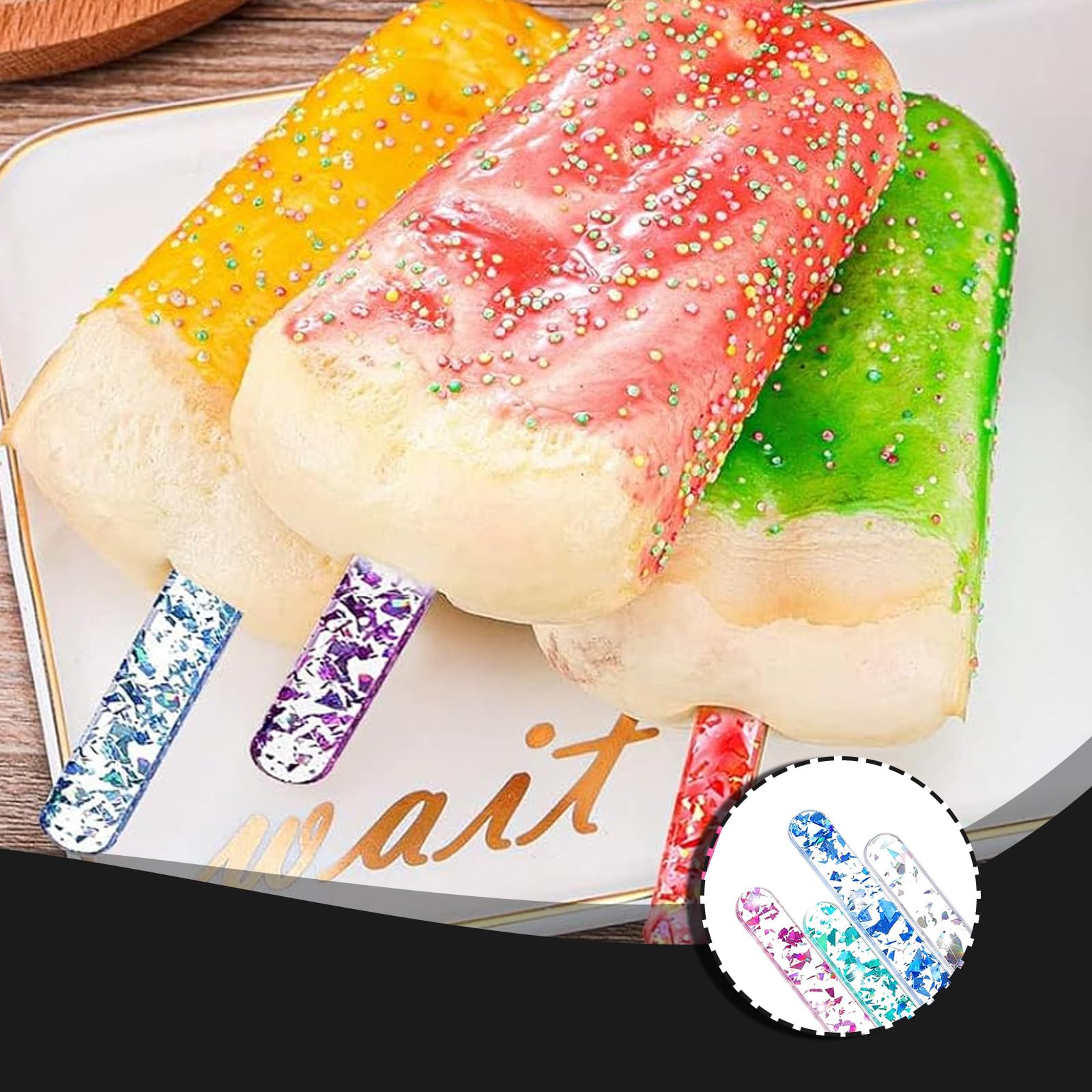 Palitos Reutilizables de Acrílico para Tartas - Pack de 50 Unidades - palitos de Espejo de plástico, palitos de Helado, Palitos de Paleta de Acrílico de Helado