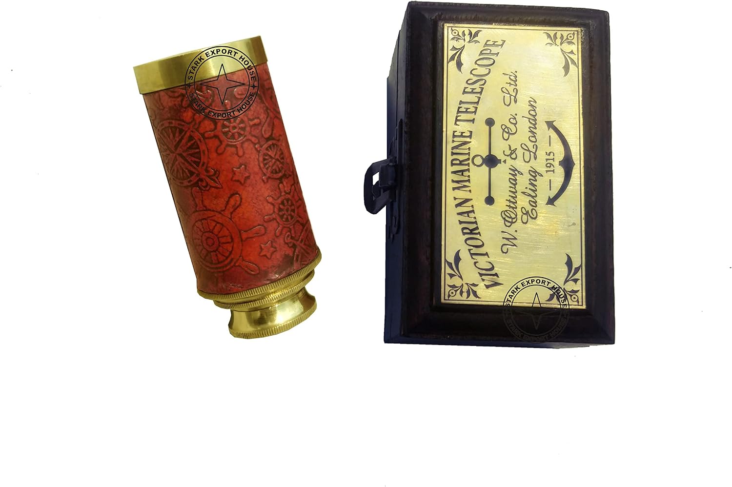 Brass Designer Telescope Marine Handheld Spyglass Telescope Binoculars 6 Inch With Wood Box Vintage Style Best for Gift (GHRO) image 4