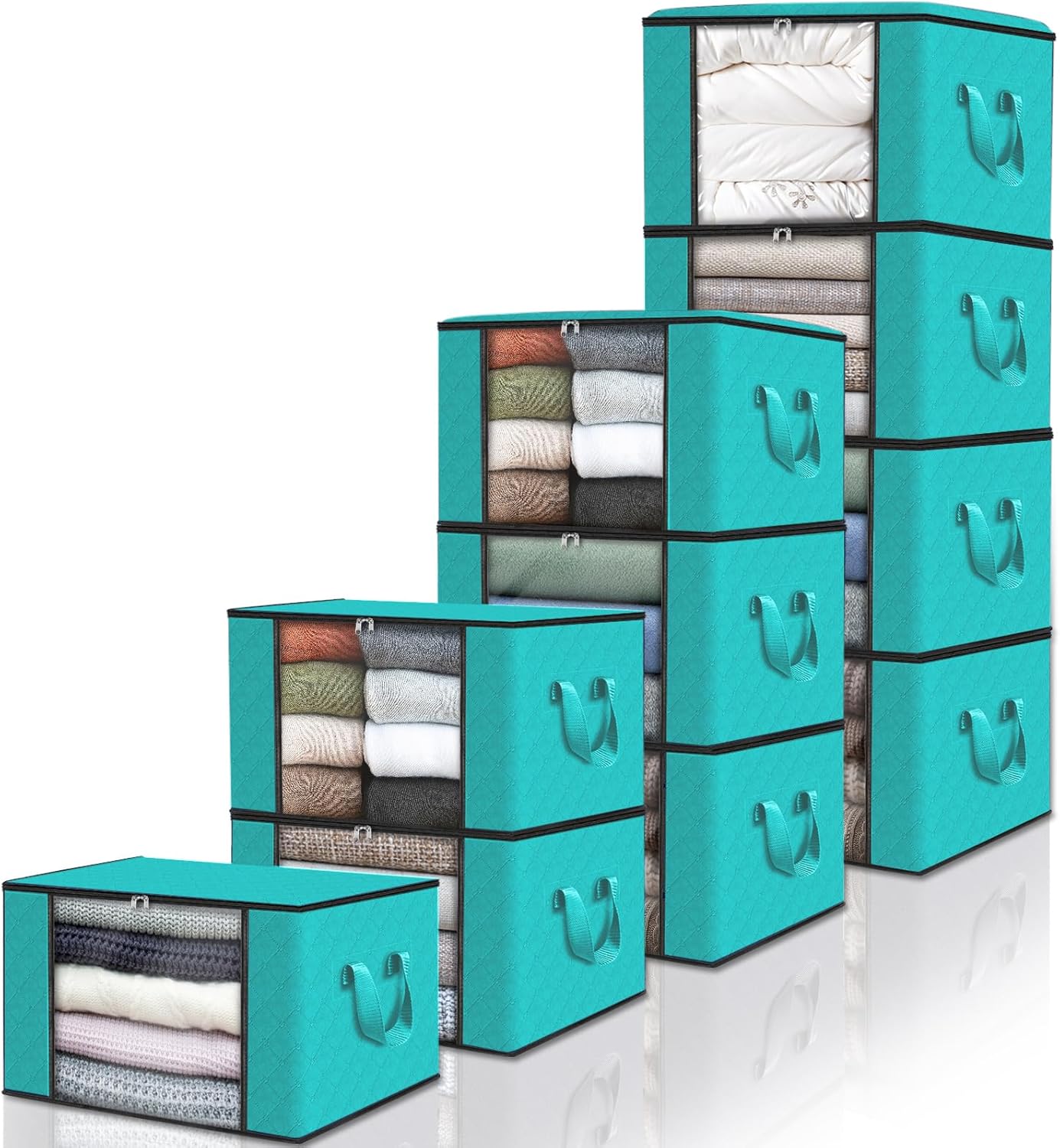 Fab totes 10 Pack Clothes Storage, Foldable Blanket Storage