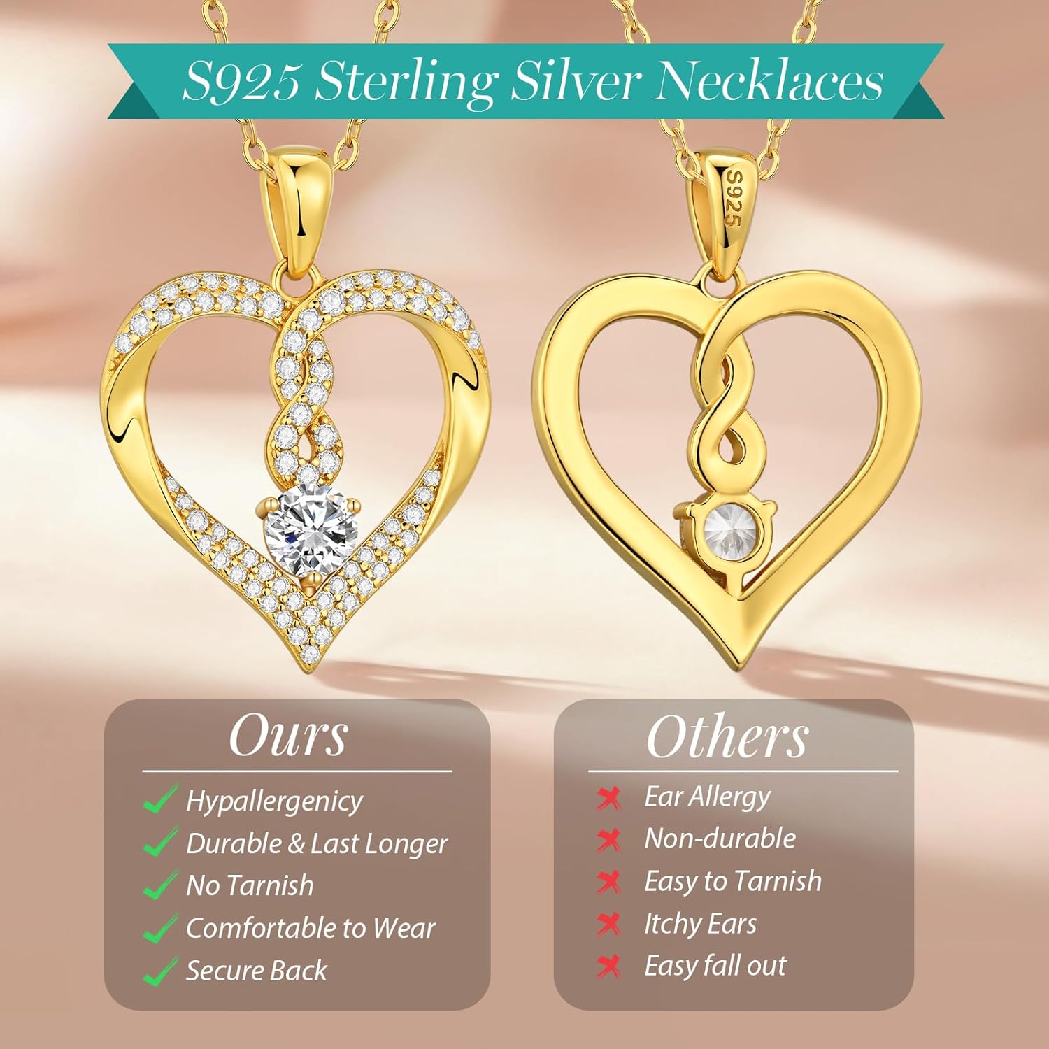 LOUISA SECRET Infinity Heart Birthstone Necklaces for Women, 925 Sterling Silver Forever Love Pendant Jewelry for Her, Ideal Gift for Wife, Girlfriend, Mom on Birthday, Anniversary, Mother's Day Gift - Image 5