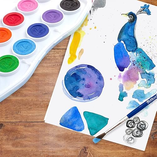 Miniatura 2 de Pelikan Juego de pintura de acuarela y pincel de plástico lavable, 12 colores, 1 cada uno (07501201)