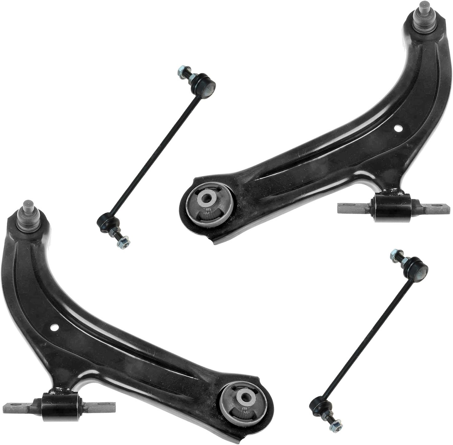 TRQ Front Suspension Kit Control Arm with Ball Joint Sway Bar Stabilizer Link Compatible with 2007-2012 Nissan Sentra