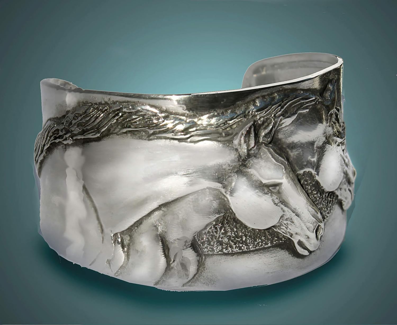 Horse Lady Gifts bracelet, Two Horse Heads cuff bracelet handmade USA.