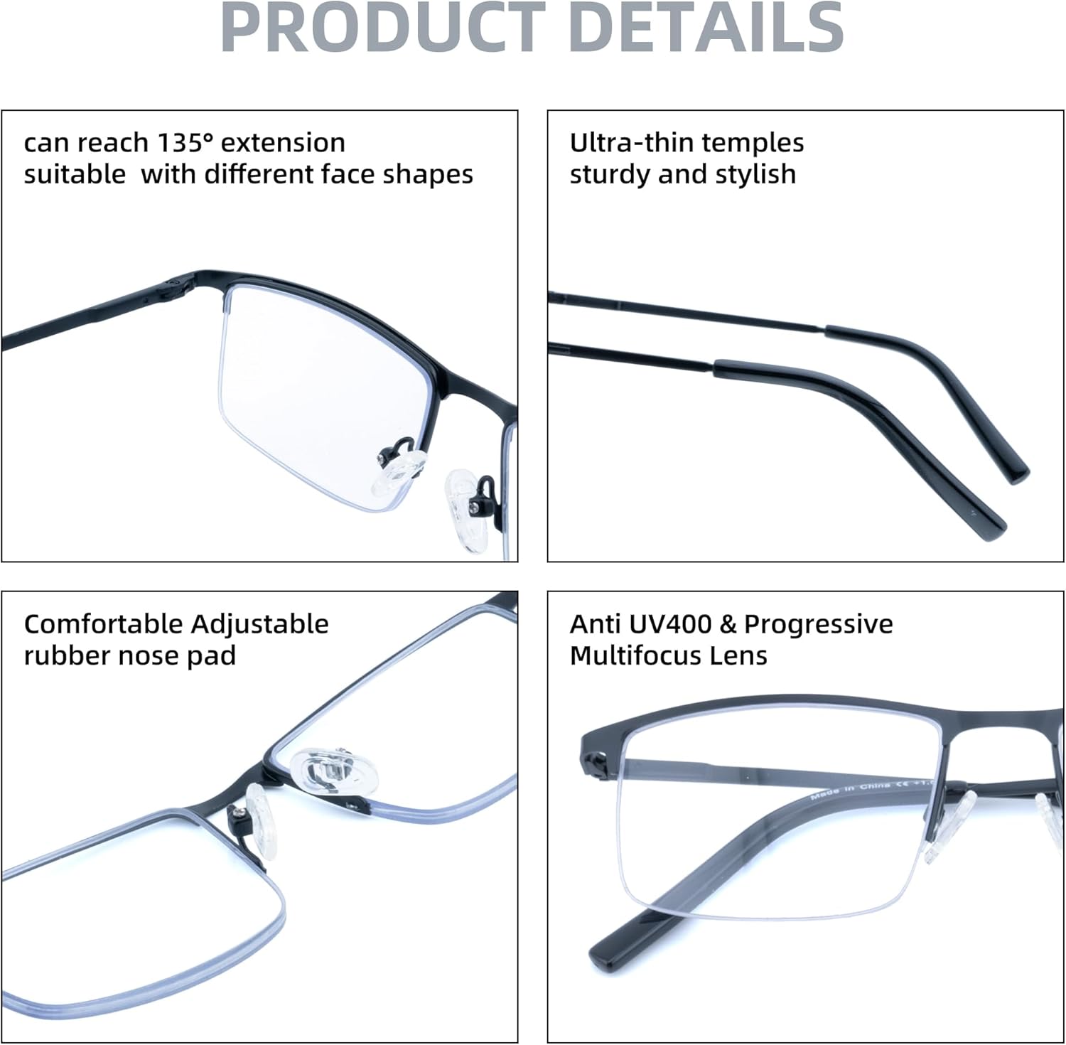 Men's Classic Reader,ultralight Half Frame Progressive Multifocus Reading Glasses 1.0 - Image 4