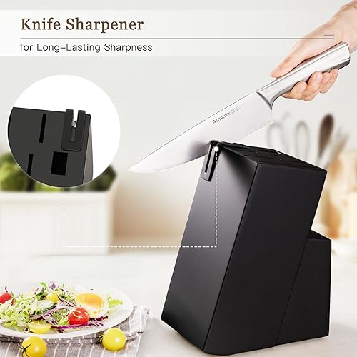 Miniatura 7 de Astercook Juego de cuchillos de cocina con bloque y afilador, 15 cuchillos de acero inoxidable de alta calidad, aptos para lavavajillas, con hoja