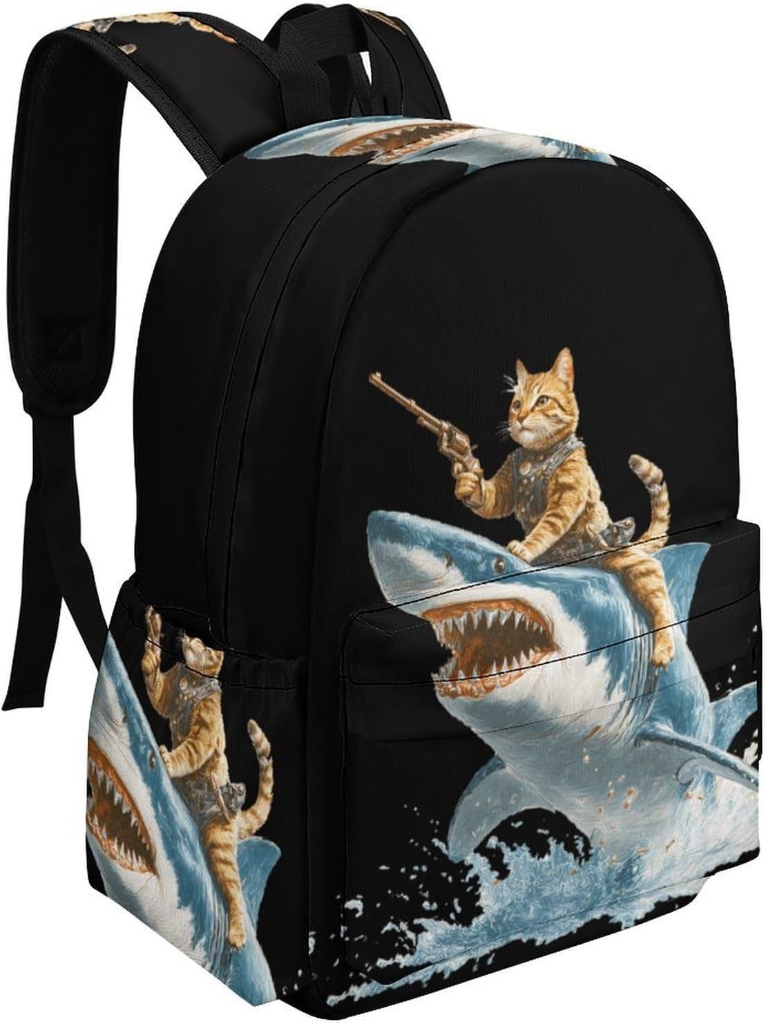 Shark Cat Travel Backpack for Women Men Summer Hiking Shoulder Bag Casual Daypack