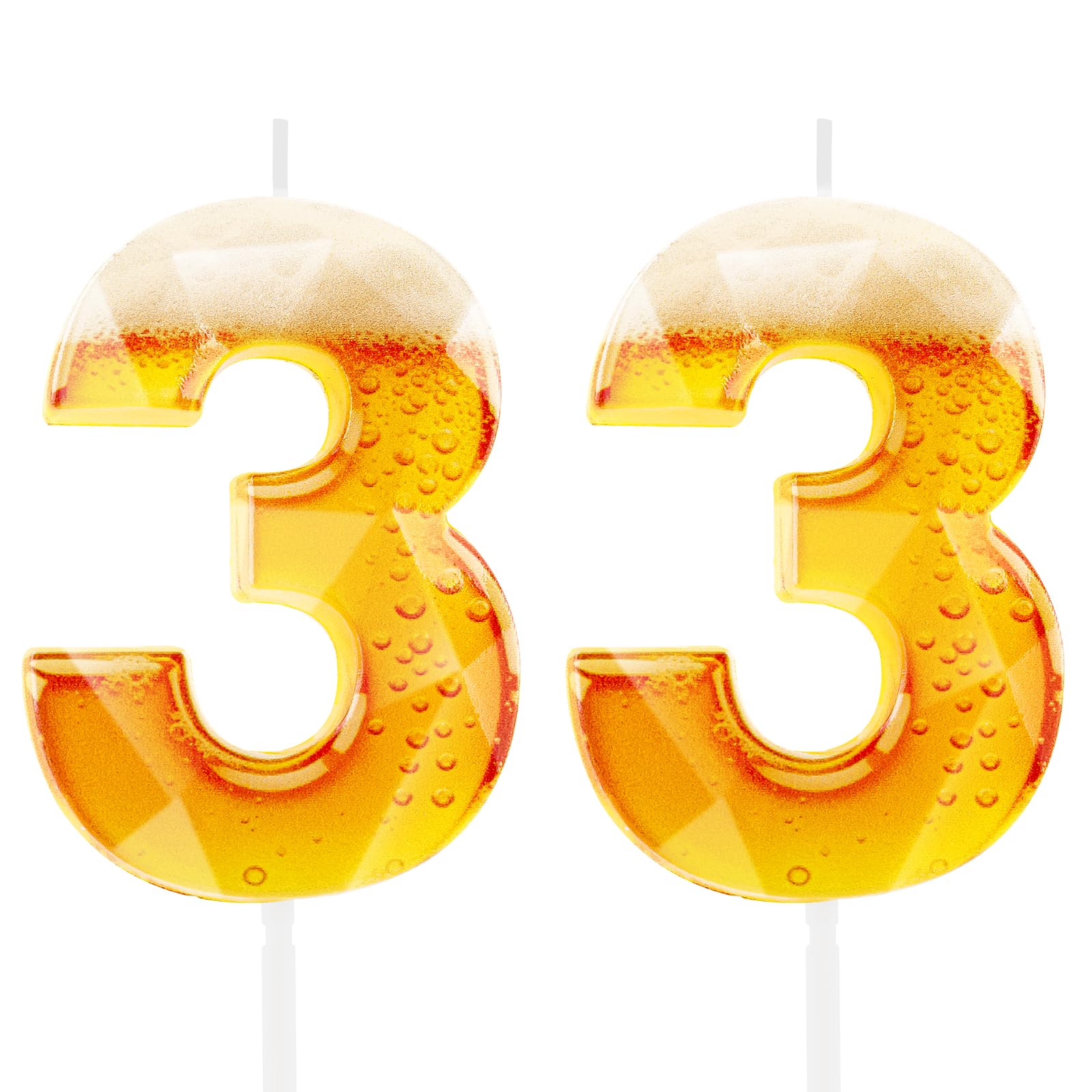 Funny Beer Themed Birthday Candles for Men, 33rd Birthday Cake Topper Decorations for Beer Lovers, Novelty Design Party Supplies for 33 Year Old Dad Husband Grandpa