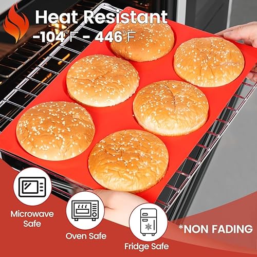 Miniatura 7 de CAKETIME Moldes de silicona para huevos de 4 pulgadas para sándwiches de desayuno, molde grande para hornear magdalenas inglesas, pasteles Whoopie,