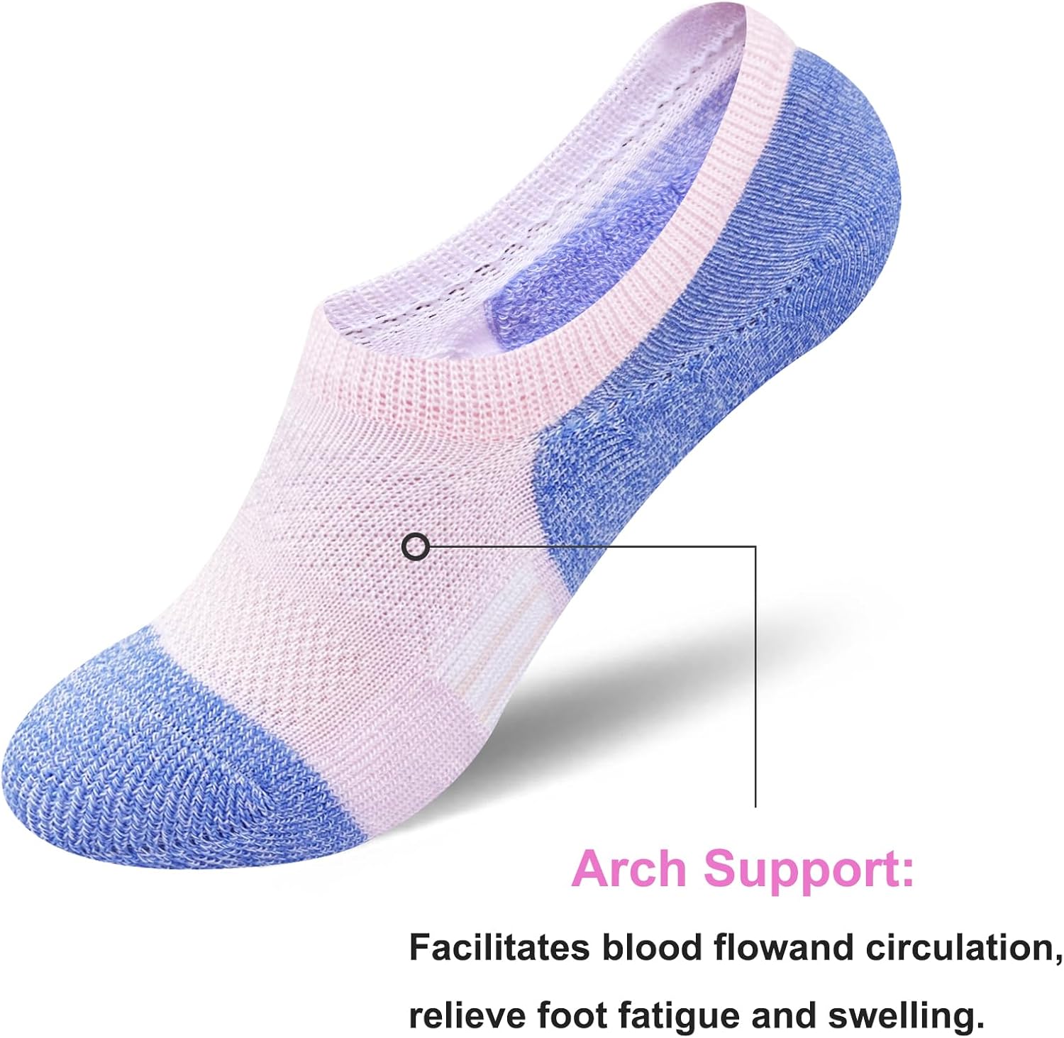 Womens No Show Comfort Cushioned Anti-blister Moisture Wicking Athletic Running Socks 5 Pairs - Image 3