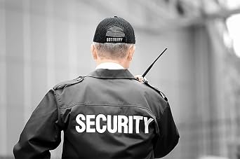 Security Hat Baseball Cap - White Embroidery Security Front & Bill - Hook & Loop Adjustable Size