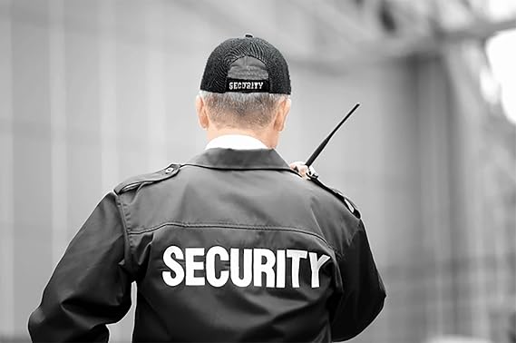 Security Hat Baseball Cap - White Embroidery Security Front & Bill - Hook & Loop Adjustable Size