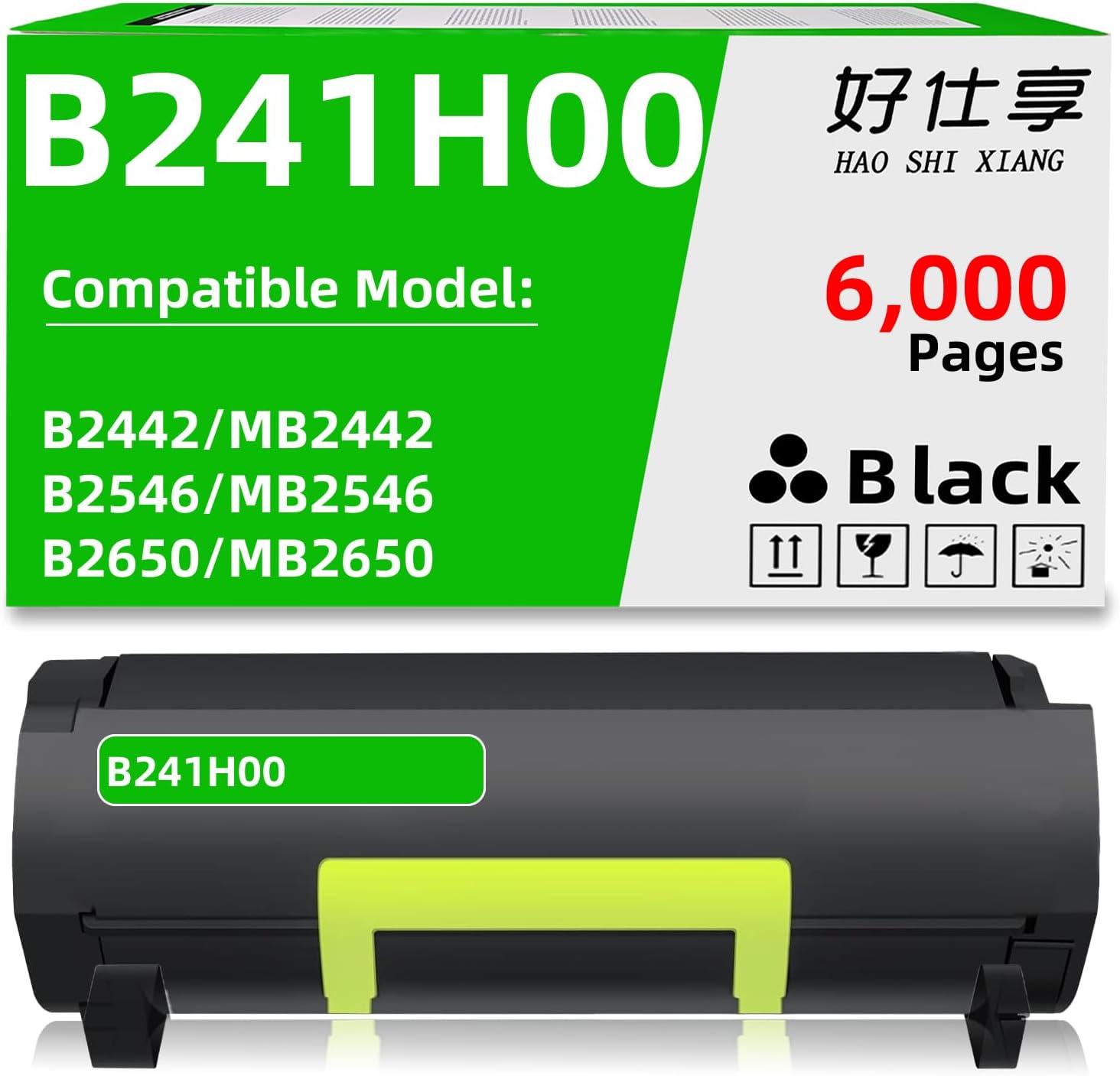 B241H00 Compatible High Yield Toner Cartridge Replacement ONLY for Lexmark B2442 MB2442 B2546 MB2546 B2650 MB2650 Series Laser Printers (B241H00-1Pack-6000Pages)